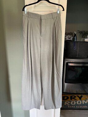 Banana Republic Wide Leg Trousers Beige Pleated Pants Size 6